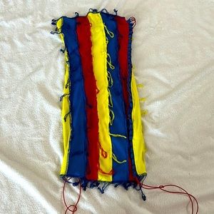 AKIRA “My Time Is Very Pricey” Red Yellow Blue Multi Striped Mini Tube Dress